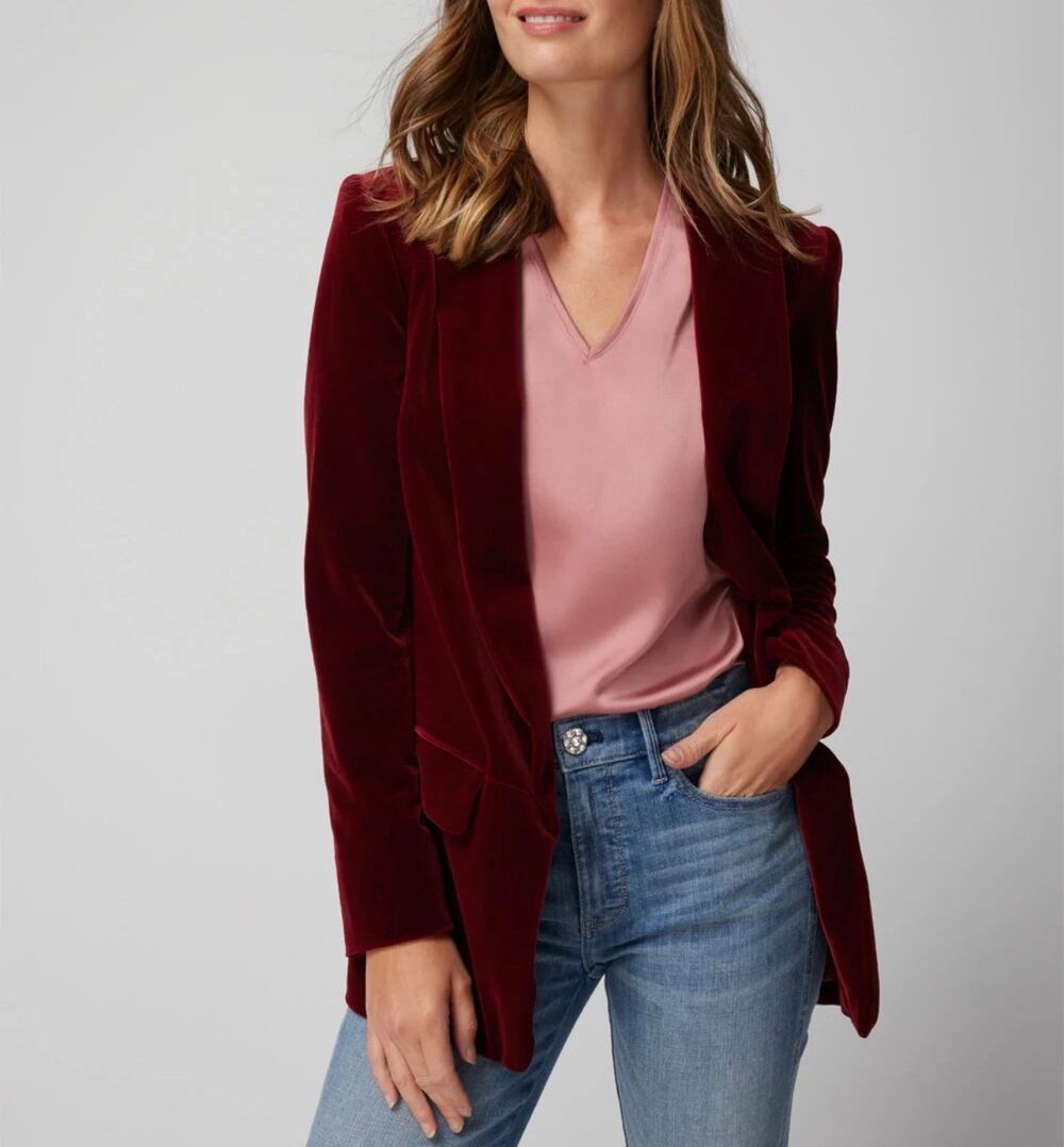 White House Black Market open front velvet blazer jacket size 12 WHBM